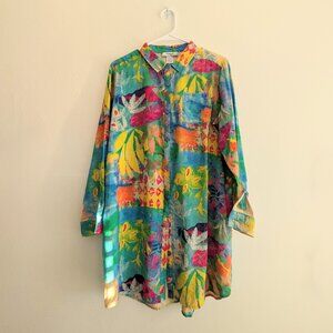 Vintage Ania.A Abstract Print Button Down Blouse L